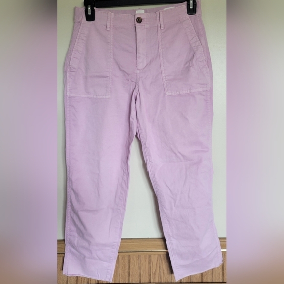 GAP Women's Lilac Straight Khaki Frayed Hem Pants Size 8 - Picture 1 of 7